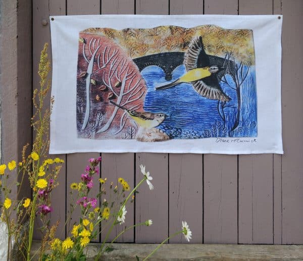 Grey Wagtails at Newbridge- Teatowel