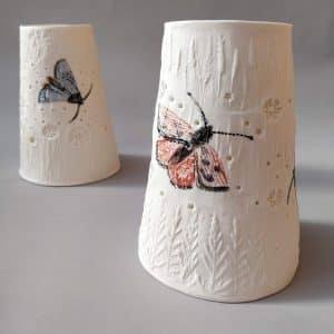 Porcelain Night Light- moths and wildflowers